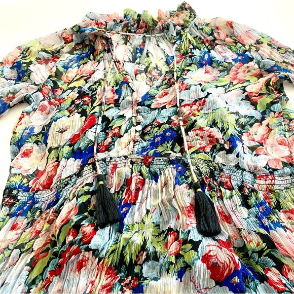 Anthropologie The Marais Printed Chiffon Maxi Dress Size XS Sheer Ruffled Tiers - Picture 8 of 16